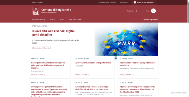 Security scan screenshot of https://comune.puglianello.bn.it/
