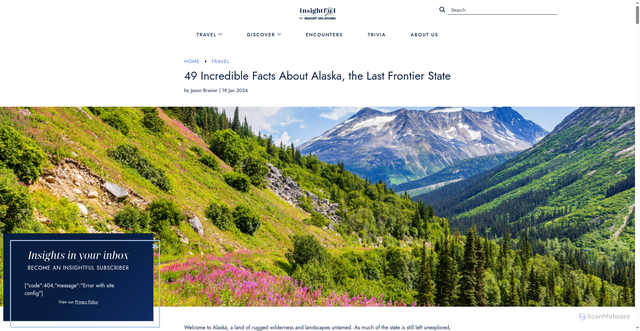 Security scan screenshot of https://www.insightvacations.com/blog/alaska-facts/
