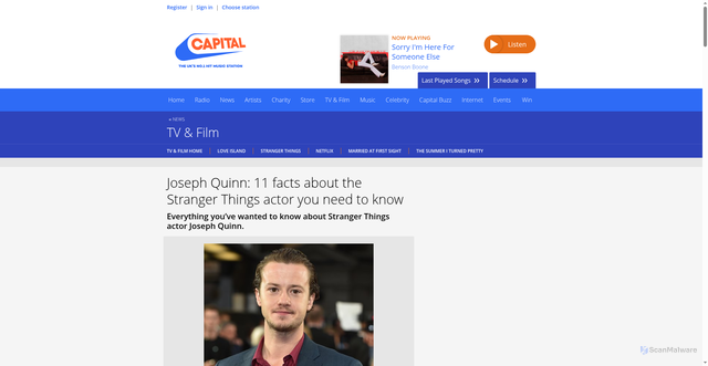 Security scan screenshot of https://www.capitalfm.com/news/tv-film/joseph-quinn/