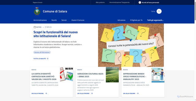 Security scan screenshot of https://www.comune.salara.ro.it/