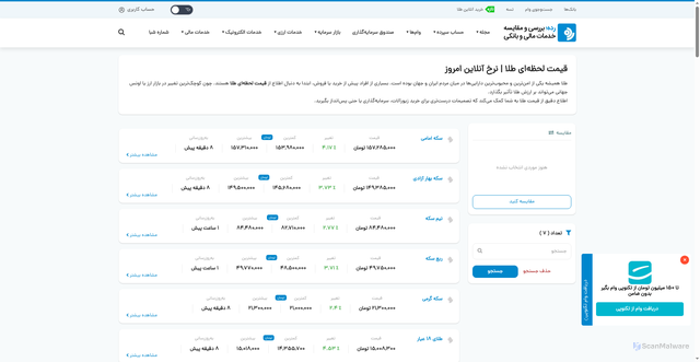 Security scan screenshot of https://www.rade.ir/gold-price/