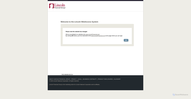 Security scan screenshot of https://webaccess.lfg.com/webaccess/