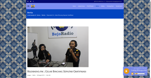 Security scan screenshot of https://bejoradiofm.site/index.php/berita-bcradio/bejoradio-fm-gelar-bincang-seputar-gratifikasi