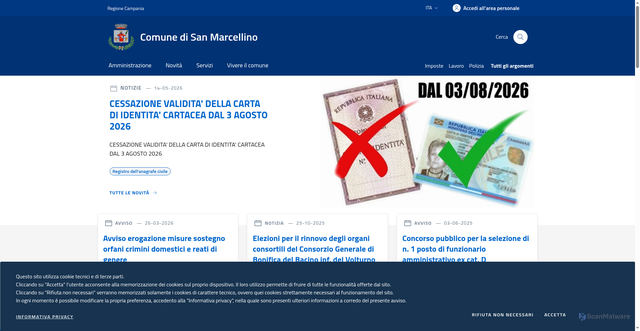 Security scan screenshot of https://www.comune.sanmarcellino.ce.it