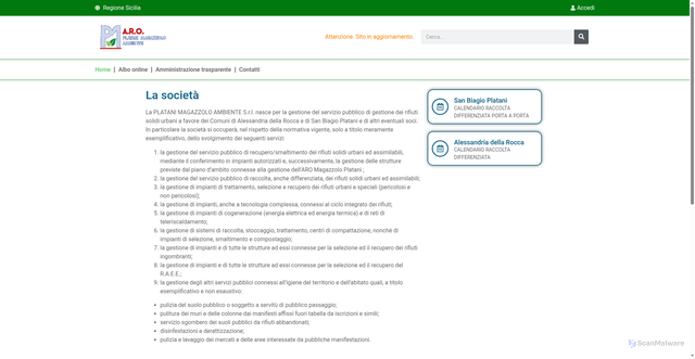 Security scan screenshot of https://www.platanimagazzoloambiente.it/