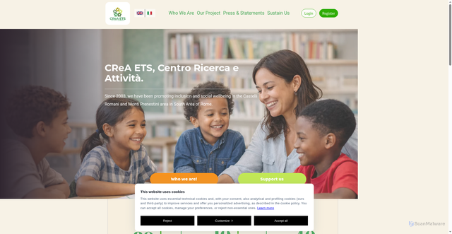 Security scan screenshot of https://www.associazionecrea.org