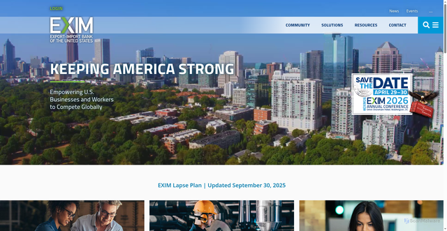 Security scan screenshot of https://exim.gov/