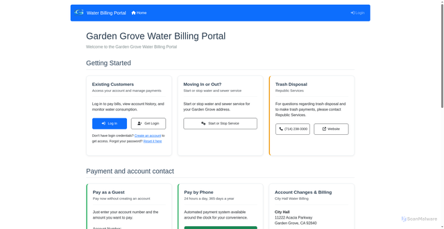 Security scan screenshot of https://waterbilling.ggcity.org/
