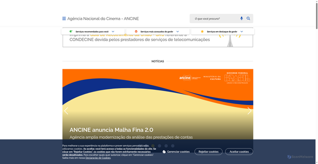 Security scan screenshot of https://www.gov.br/ancine/pt-br