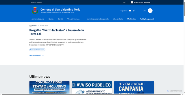 Security scan screenshot of https://www.comune.sanvalentinotorio.sa.it/