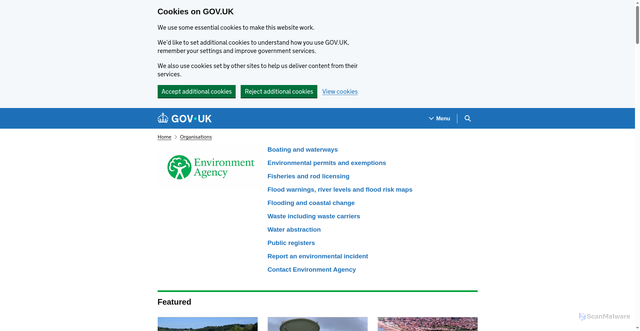 Security scan screenshot of https://www.gov.uk/government/organisations/environment-agency