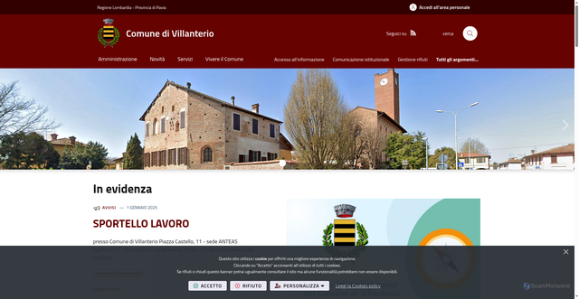 Security scan screenshot of https://www.comune.villanterio.pv.it/it-it/home