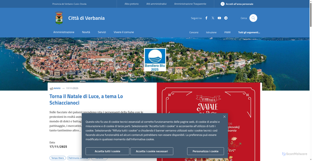 Security scan screenshot of https://www.comune.verbania.it/