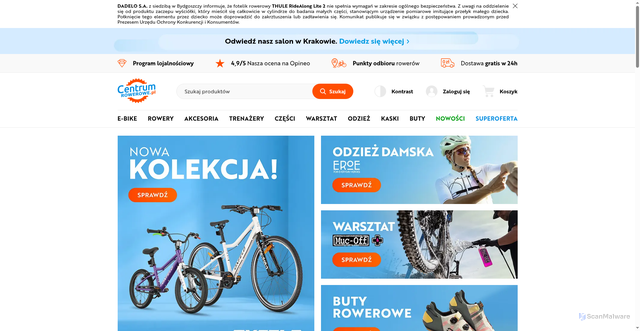 Security scan screenshot of https://www.centrumrowerowe.pl