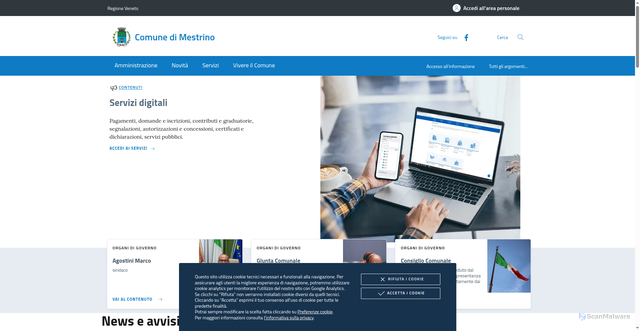 Security scan screenshot of https://www.comune.mestrino.pd.it/