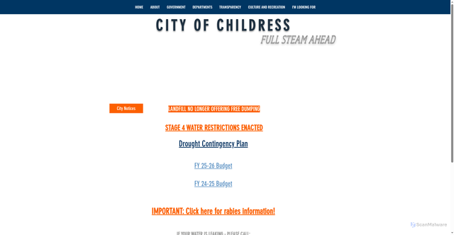 Security scan screenshot of https://www.cityofchildress.com/