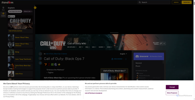 Security scan screenshot of https://callofduty.fandom.com/wiki/Call_of_Duty:_Black_Ops_7