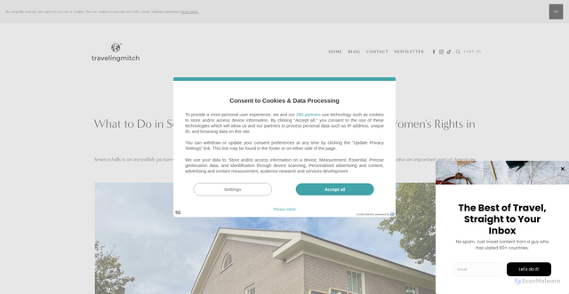 Security scan screenshot of https://www.travelingmitch.com/mostrecent/what-to-do-seneca-falls-ny