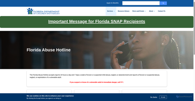 Security scan screenshot of https://floridaabusehotline.gov/