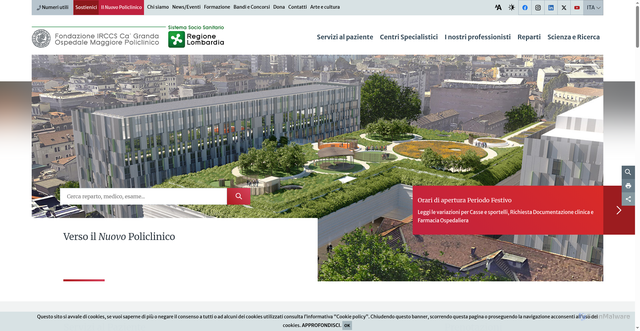 Security scan screenshot of https://www.policlinico.mi.it/