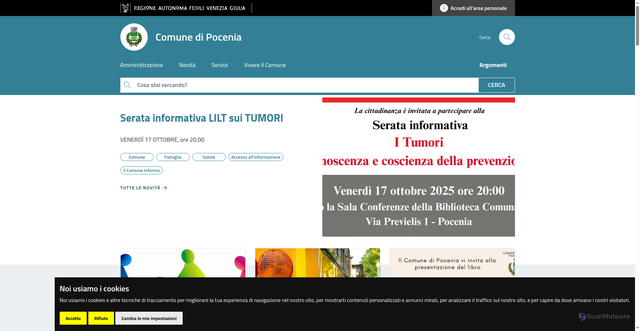 Security scan screenshot of https://www.comune.pocenia.ud.it/