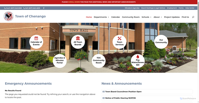 Security scan screenshot of https://townofchenangony.gov/