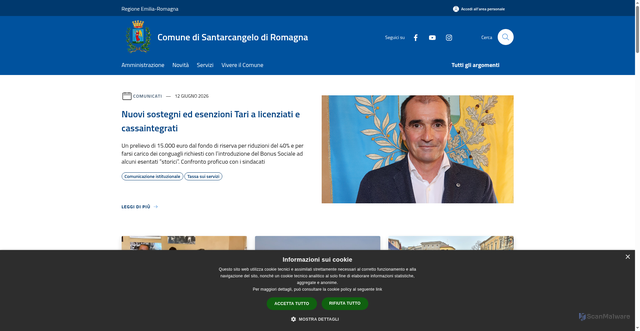 Security scan screenshot of https://www.comune.santarcangelo.rn.it