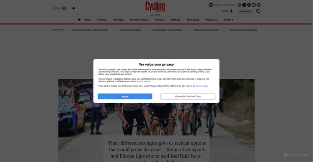 Security scan screenshot of https://www.cyclingweekly.com