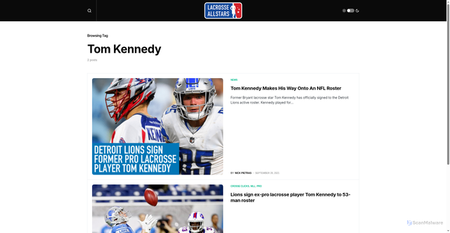 Security scan screenshot of https://laxallstars.com/tags/tom-kennedy/