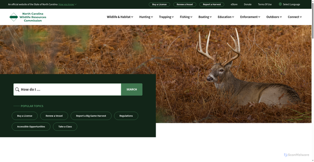 Security scan screenshot of https://www.ncwildlife.gov/
