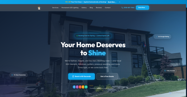 Security scan screenshot of https://hero-washing-site.pages.dev/