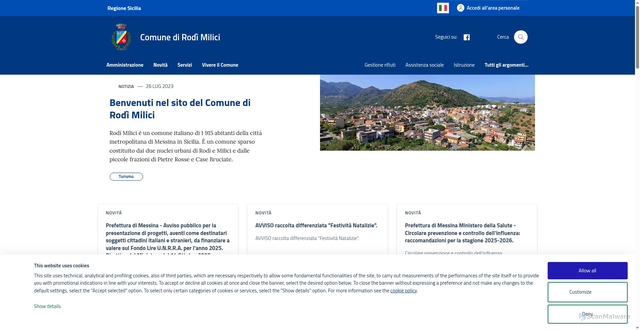 Security scan screenshot of https://www.comune.rodimilici.me.it/