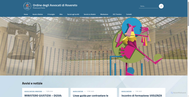 Security scan screenshot of https://www.ordineavvocatirovereto.it/