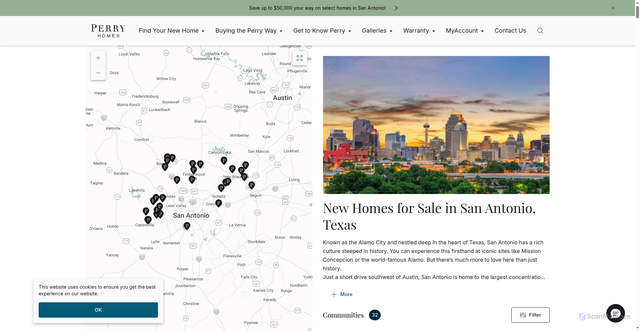 Security scan screenshot of https://www.perryhomes.com/new-homes/texas/san-antonio