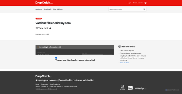 Security scan screenshot of http://vardenafilgenericbuy.com/