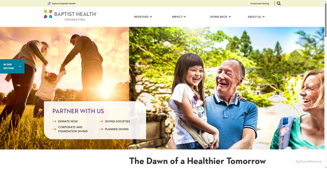 Security scan screenshot of https://give.supportbaptisthealth.org