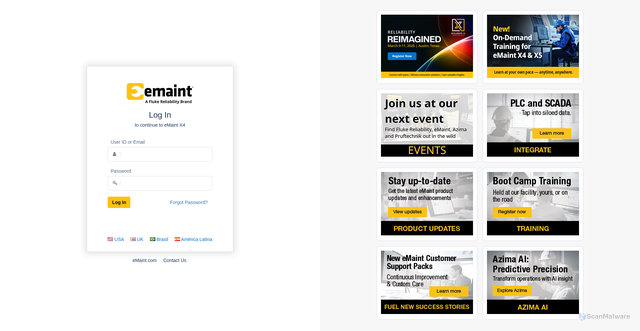 Security scan screenshot of https://x44.emaint.com