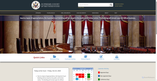 Security scan screenshot of https://www.supremecourt.gov/