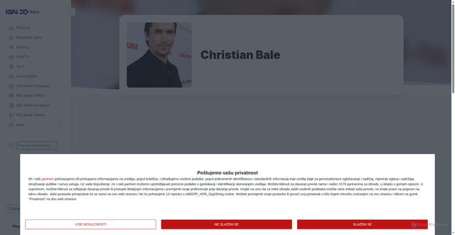 Security scan screenshot of https://adria.ign.com/christian-bale