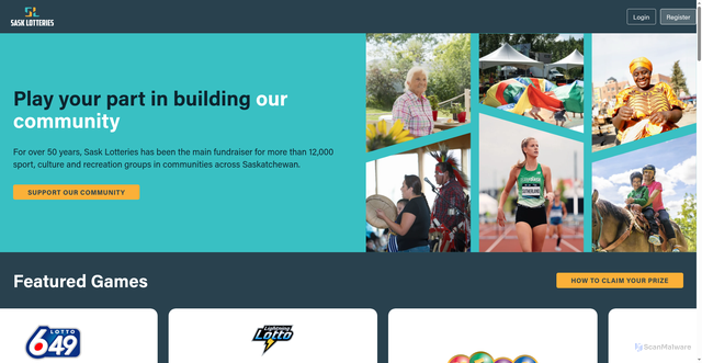 Security scan screenshot of https://saskloteries.ca/