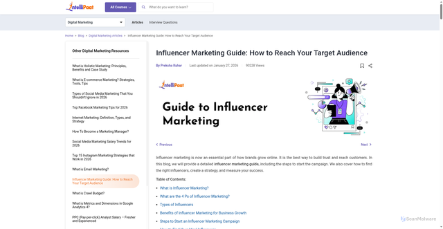 Security scan screenshot of https://intellipaat.com/blog/influencer-marketing-guide/