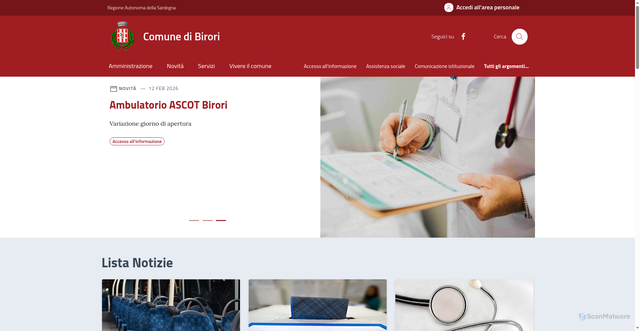 Security scan screenshot of https://www.comune.birori.nu.it