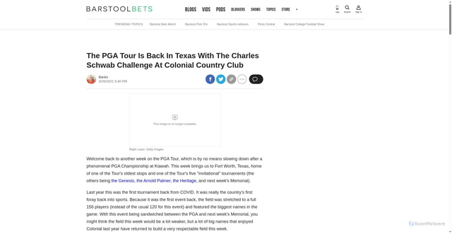 Security scan screenshot of https://www.barstoolbets.com/blogs/3365884/the-pga-tour-is-back-in-texas-with-the-charles-schwab-challenge-at-colonial-country-club