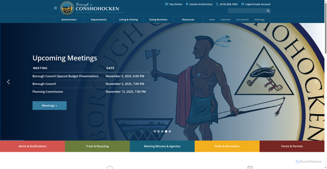 Security scan screenshot of https://conshohockenpa.gov/