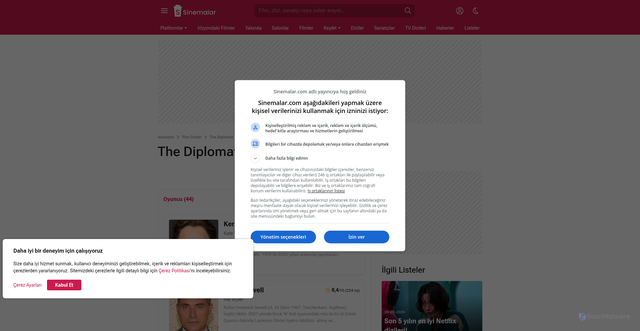Security scan screenshot of https://www.sinemalar.com/oyuncular/280816/the-diplomat
