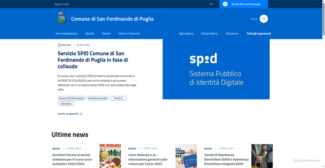 Security scan screenshot of https://comune.sanferdinandodipuglia.bt.it/