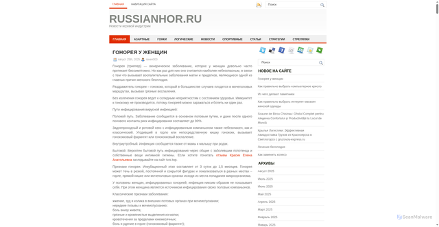 Security scan screenshot of https://russianhor.ru