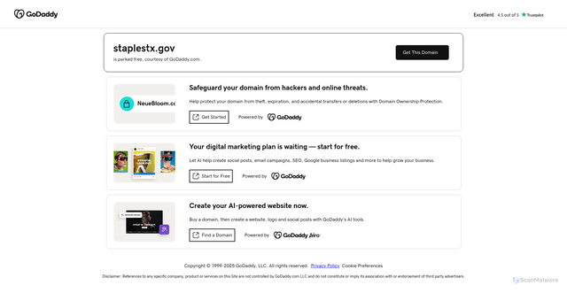 Security scan screenshot of https://staplestx.gov/