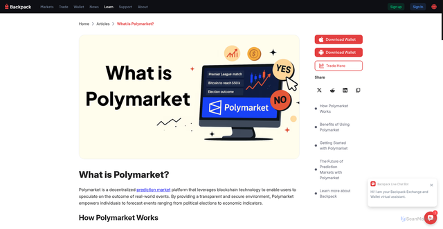 Security scan screenshot of https://learn.backpack.exchange/articles/what-is-polymarket
