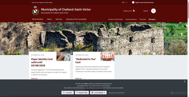 Security scan screenshot of https://www.comune.challand-st-victor.ao.it/it-it/home